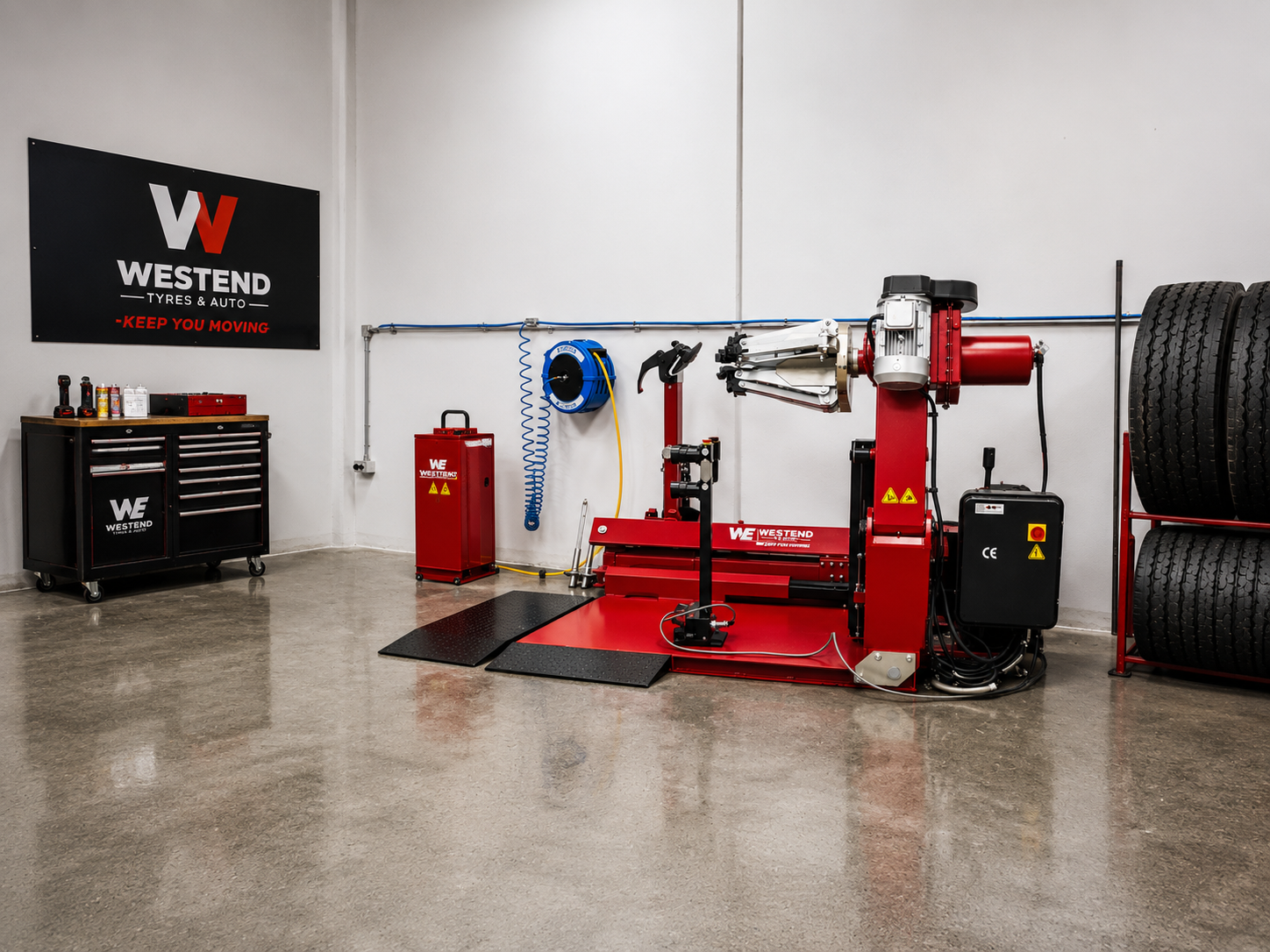 Tyre service equipment at Westend Tyres and Auto